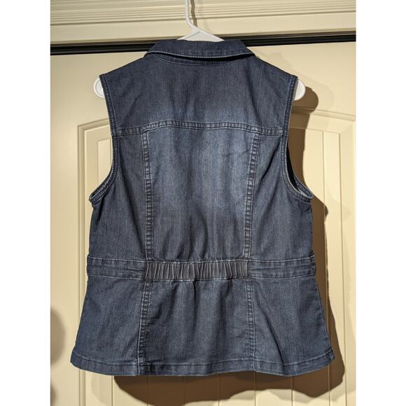Christopher & Banks Denim Zip Front Collar Elastic Back Insert Vest Womens' Sz M - Picture 8 of 9